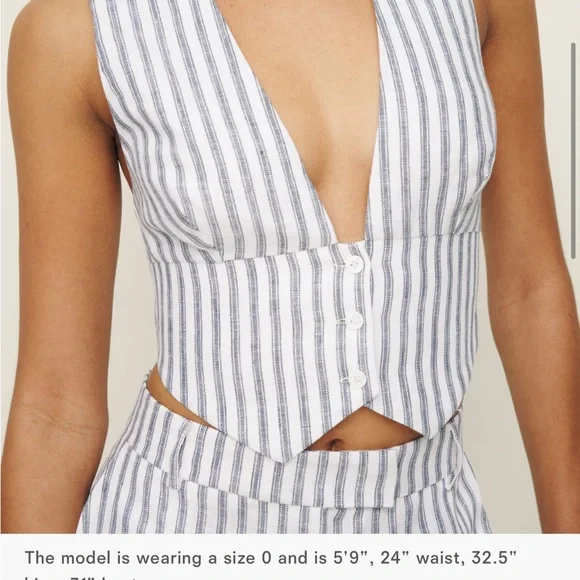 Reformation Blue and White Striped Sofia Vest - Picture 3 of 6